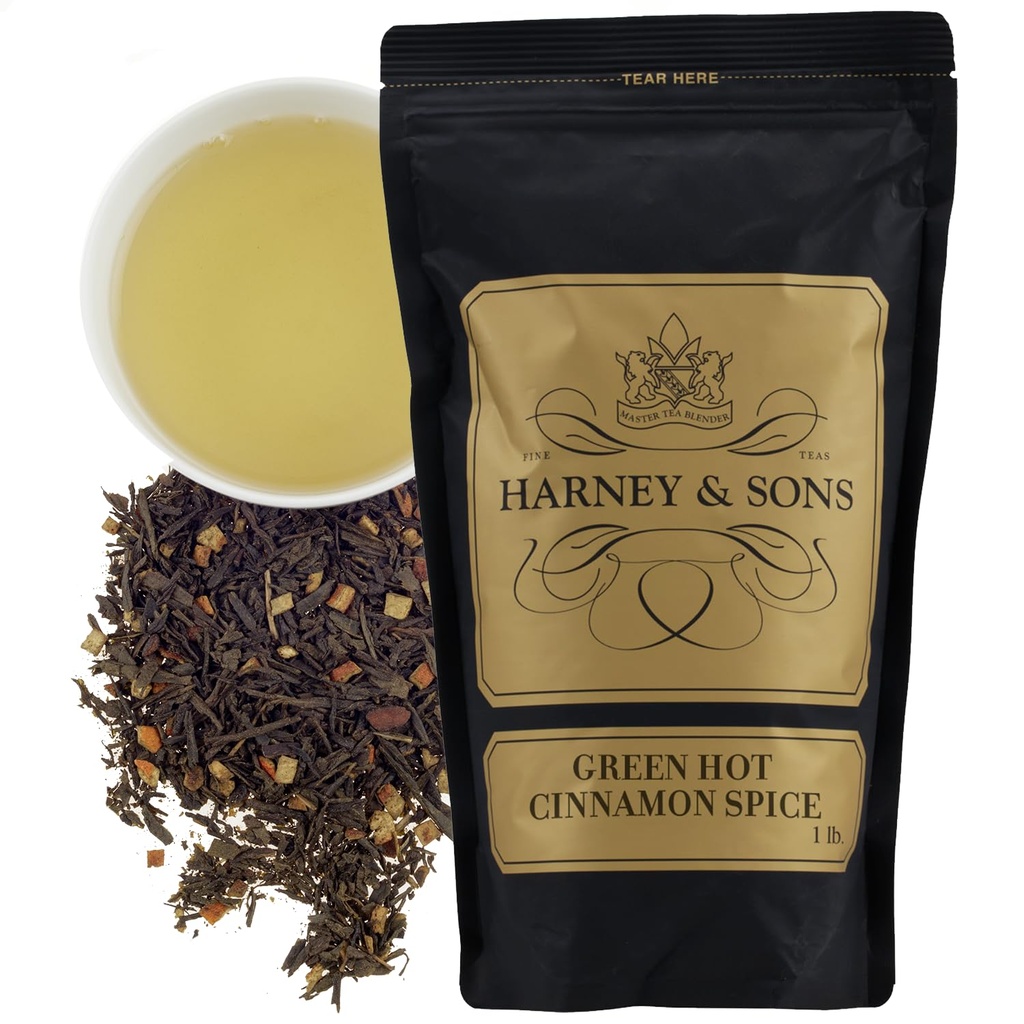 Harney and Sons Green Hot Cinnamon Spice Tea| 16 oz Loose Leaf Tea