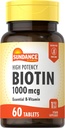 Sundance High Potency Biotin 1,000 mcg Supplement | Essential B Vitamin Tablets | Vegetarian, Non-GMO & Gluten Free