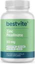 BESTVITE ψευδάργυρος Picolinate 50mg (240 κάψουλες χορτοφάγων) - Δεν Stearates - Vegan - μη ΓΤΟ - Χωρίς γλουτένη
