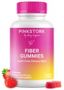 Pink Stork Prenatal Fiber Gummies for Women - 3g Prebiotic Inulin from Chicory Root - Natural Pregnancy & Postpartum Stool Softeners for Constipation & Digestive Health - 60 Vegan Fiber Chews