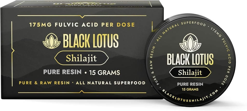 Μαύρο Lotus Pure Shilajit Resin, συμπλήρωμα για την ενέργεια, ανοσοποιητική υποστήριξη & εστίαση, 85 Ionic Trace Minerals Complex, Φυσικό Fulvic Acid, Humic Acid, Εργαστήριο Επαληθευμένο, Εργαστήριο Επαληθευμένο - 15g