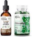 Άγρια & οργανικά Μαύρη Βάμμα Walnut 2 fl oz & Chlorophyl Gummies 60 Count