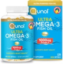 Qunol Omega 3 Fish Oil Mini Softgels, 1000mg Ultra Pure Fish Oil, υποστήριξη για την υγεία της καρδιάς, συμπληρώματα Ωμέγα 3 DHA, άρωμα λεμόνι, 2 Μήνες προσφοράς, 120 Count