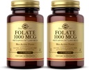 Solgar Folate 1000 mcg - 120 δισκία, 2 συσκευασίες - 1000 mcg Βιο- δραστικό μεταφολίνη - Vegan, Χωρίς γλουτένη, Χωρίς γαλακτοκομικά, Kosher - 240 Σύνολο Σερβιρίσματος