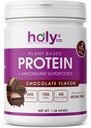 Holy & Co. Plant Based Protein Blend Shake, Χωρίς γλουτένη Σοκολάτα Γεύση, Kosher, για άνδρες και γυναίκες, 2 δισεκατομμύρια προβιοτικά, Monk Fruit Sugar- 16 oz (1 LB)