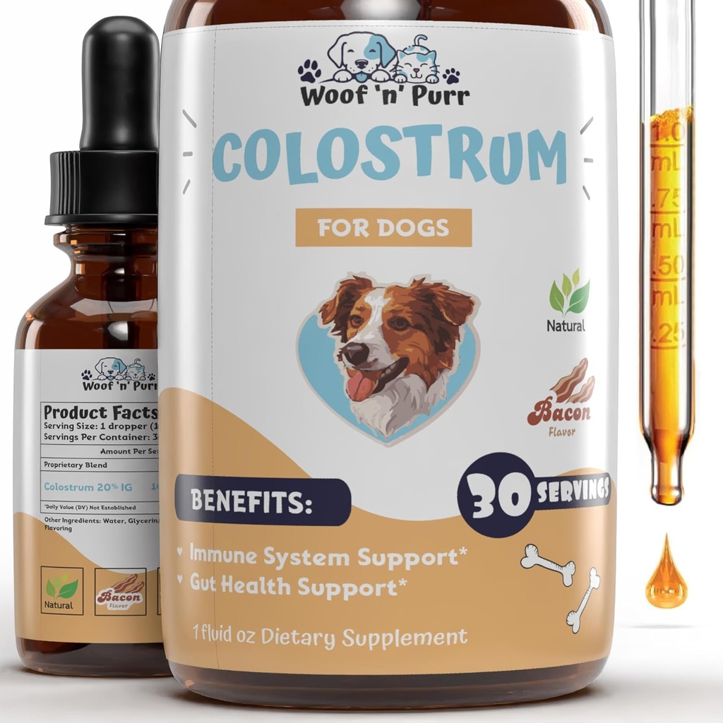 Colostrum for Dogs - Dog Colostrum - Colostrum for Dogs Αλλεργίες - Αλλεργία Σκύλων Ανακούφιση - Συμπληρώματα Κοινών Σκύλων - Colostrum Supplement for Dogs - Bovine Colostrum for Dogs - Dog Itch Relief - 1 fl oz