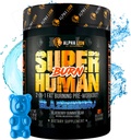 ALPHA LION Superhuman Burn – 2 in 1 Μεταβολισμός Booster Προ προπόνηση και θερμογόνος καύση λίπους για τους άνδρες – Όρεξη Καταπραϋντικό και συμπλήρωμα απώλειας βάρους (21 εξυπηρετούν, Blue Gummy Bear Γεύση)