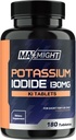 Ιωδιούχο κάλιο 130 mg, Μη ΓΤΟ, Συμπλήρωμα διατροφής, 180 δισκία, Έως 6 μήνες προσφοράς, Χάπια ιωδιούχου καλίου, YODO Naciente, Made in The USA