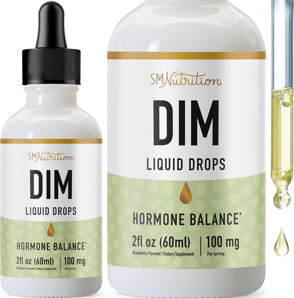 DIM Liquid Drops Supplement 100mg for Estrogen Balance for Women & Men | Hormone Balance, Menopause Supplements for Women, PMS Support & Antioxidant Support | Vegan, Non-GMO, Third-Party Tested