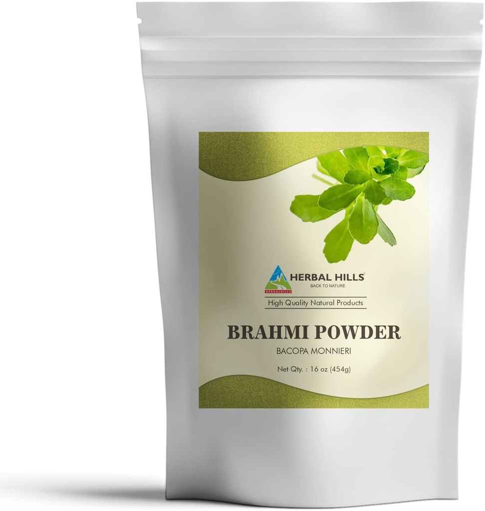 HERBAL HILLS Brahmi Powder Bacopa Monnieri Hair Care 1 Pound | 16 oz Pack of 1 (16 Ounce Pack of 1)