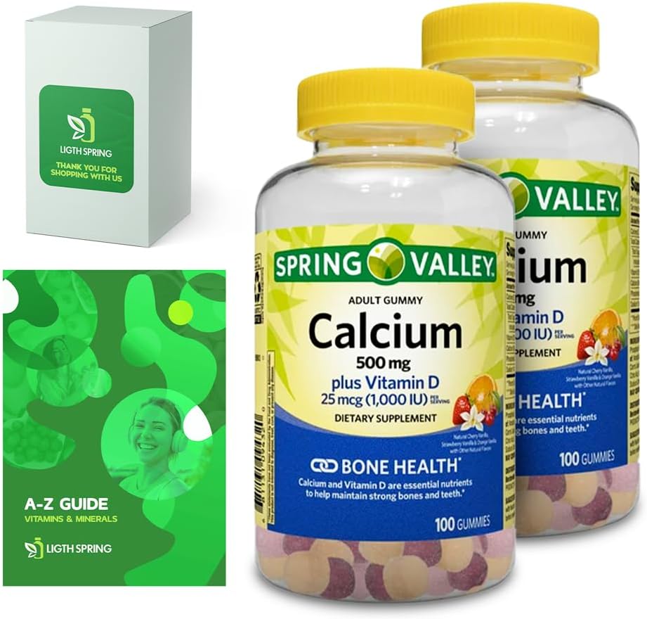 Calcium Plus Vitamin D, Adult Gummies, 500mg, 1000 IU, Ποικίλες Γεύσεις, 100 Ct (2 Συσκευασία) Δέσιμο με Αποκλειστικές Βιταμίνες & Ορυκτά - A to Z - Better Light&Spring Guide (3 Προϊόντα)