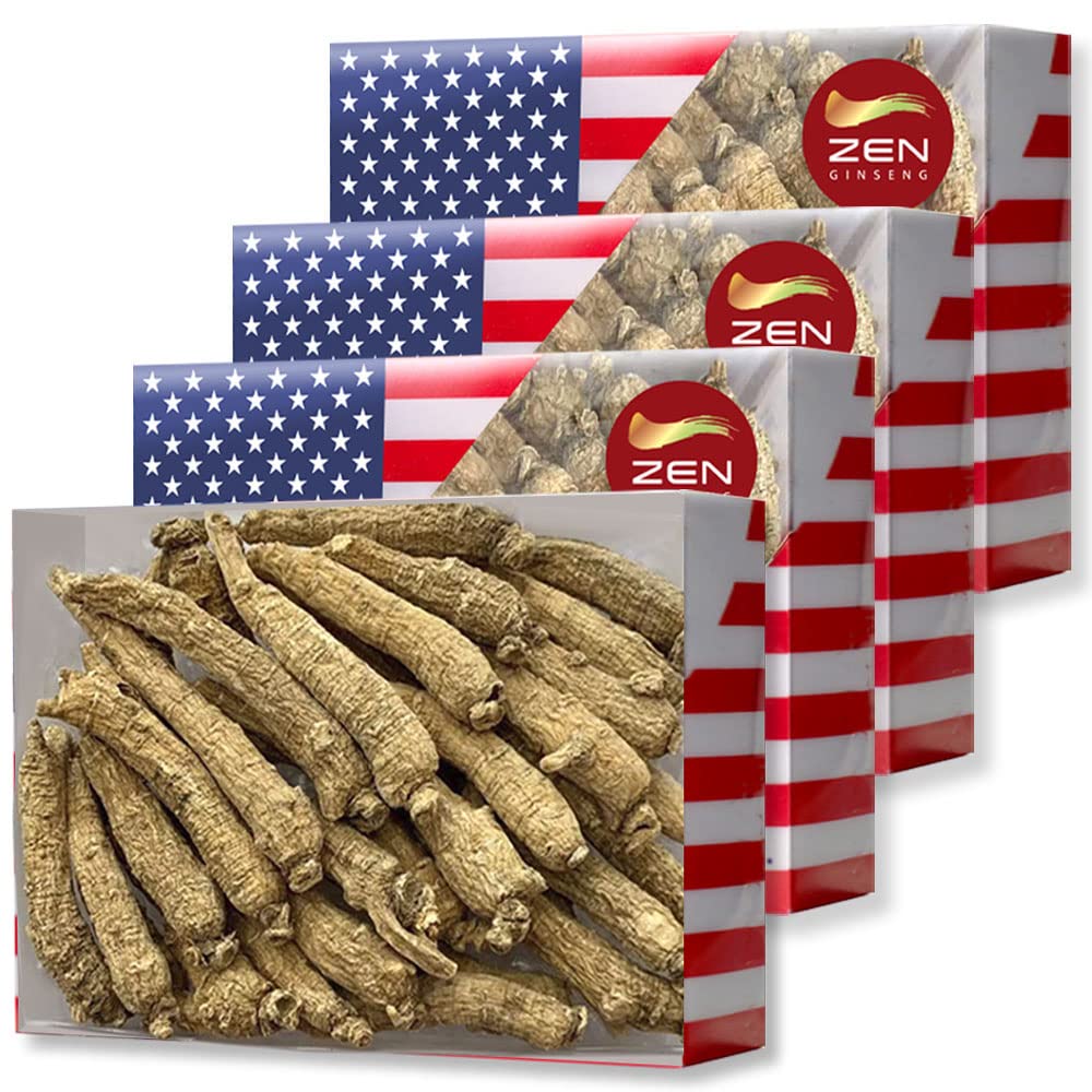 4 Κουτιά Χέρι Επιλεγμένα American Ginseng Root-Small Tail (4oz/Box) 西洋参/ Ενισχύει την Ανοσία του Σώματος, την Ενέργεια και την Σταμίνα για Άνδρα & Γυναίκες (16 Οζ. (πακέτο των 4))