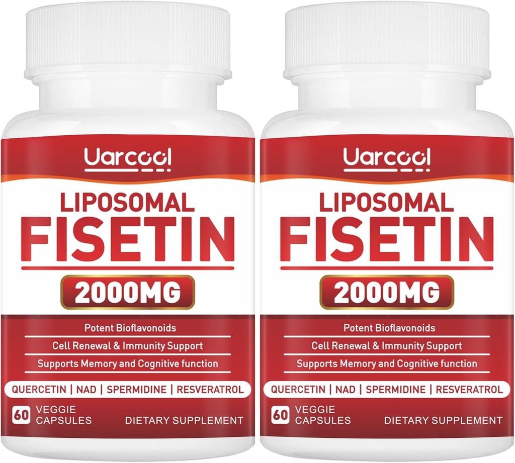 Συμπλήρωμα Fisetin 2000mg για την υγιή γήρανση και μακροζωία, την υγεία του δέρματος, τον εγκέφαλο - Χωρίς σόγια, χορτοφάγους - 60 Softgels(2 μπουκάλια)