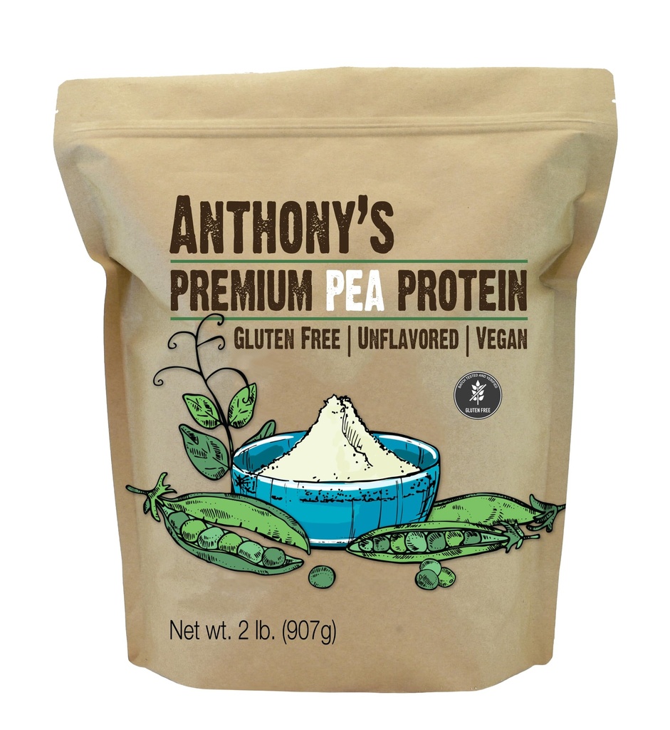 Πρωτεΐνη αρακά του Anthony, 2 lb, με βάση το φυτό, Χωρίς γλουτένη, Χωρίς γεύση, Vegan, Keto Friendly, Κατασκευασμένο από αρακά