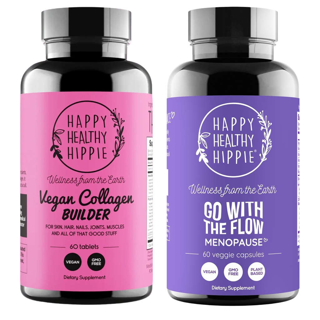 Happy Healthy Hippie Go with The Flow Menopause Support & Vegan Collagen Builder Collagen Pills