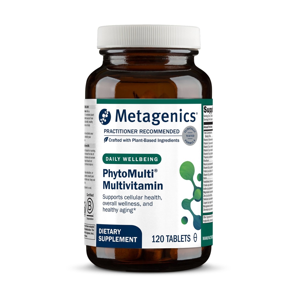 Μεταγονική PhytoMulti Multivitamin - Υποστηρίζει υγιή γήρανση, Κυτταρική Υγεία & Συνολική ευεξία - Για άνδρες & γυναίκες - Πάνω από 20 βασικές βιταμίνες & ορυκτά - Με βιταμίνη Β6, Λουτεΐνη & ψευδάργυρο - 120 δισκία