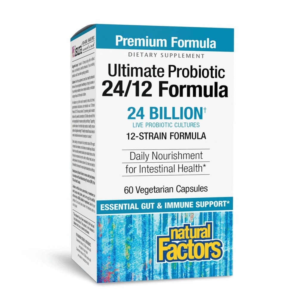 Φυσικοί παράγοντες Ultimate Probiotic 24/12 Formula - Digestive συμπλήρωμα υποστήριξης υγείας με τα προβιοτικά - συμπλήρωμα υποστήριξης ανοσίας & ούρων υγείας - 60 κάψουλες χορτοφάγων (60 εξυπηρετούν)