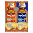 VICKS DayQuil & NyQuil SEVERE Honey Flavor Co-Pack, Ψυχρή & Γρίπη Ιατρική, Ανακουφίζει τον πονοκέφαλο, τον πυρετό, τον πονόλαιμο, τους μικρούς πόνους & πόνους, τη Nasνική συμφόρηση, την πίεση του κόλπου, τη στιβαρή μύτη και το βήχα, 2x12oz
