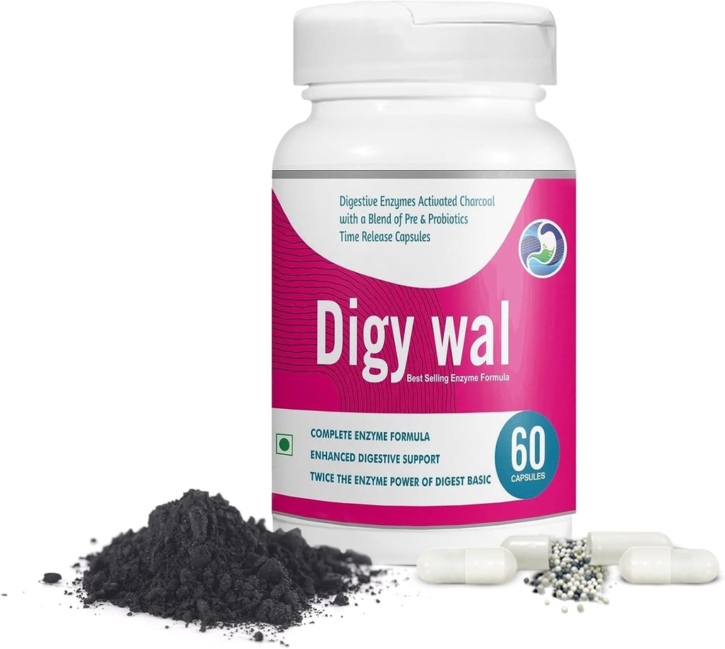 Digestive Enzyme Capses (60 Count) - Ενεργοποιημένα Ανθρακικά Ένζυμα με Προβιοτικά και Πρεβιοτικά - Συμπλήρωμα Ανοσίας για Digestive Health - Προβιοτικά Κάψουλες για Βελτιωμένη Ενέργεια & Mood