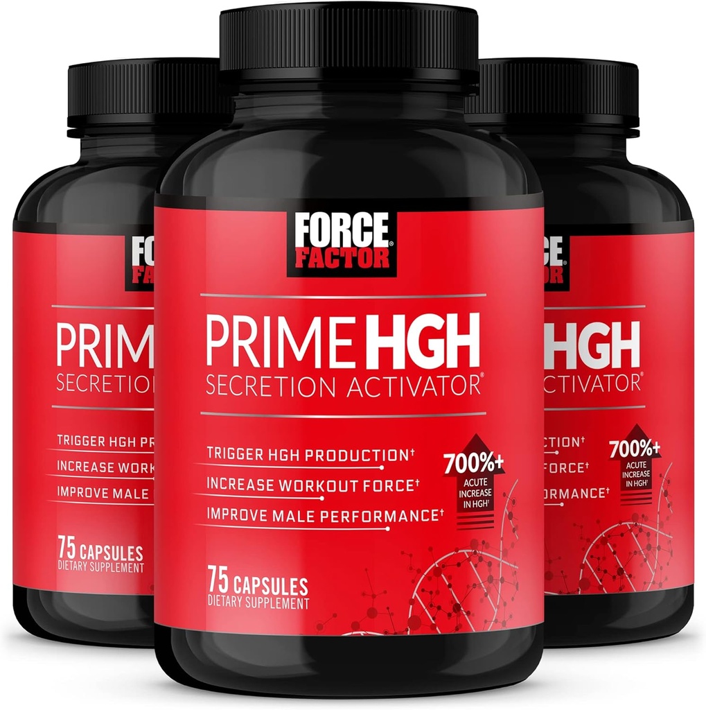 FORCE FACTOR Prime HGH Secretion Activator, 3-Pack, HGH συμπλήρωμα για τους άνδρες με κλινικά Σπουδασμένο AlphaSize για να βοηθήσει Trigger HGH παραγωγή, αύξηση δύναμη προπόνησης, & βελτίωση της απόδοσης, 225 κόμης