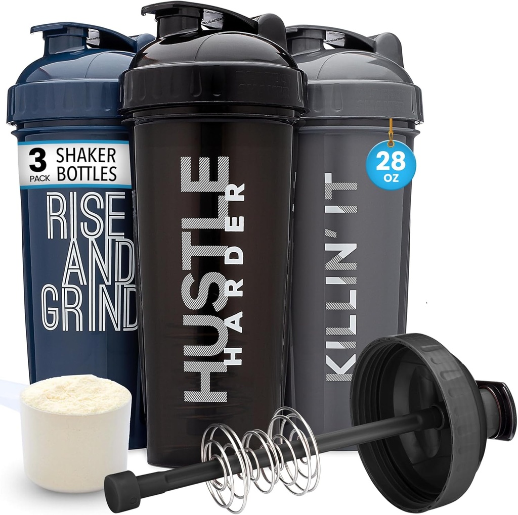 GOMOYO [3-Pack] 28-Ounce Shaker μπουκάλι με Action-Rod Mixer 