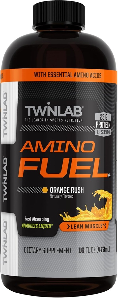 Twinlab Amino Καύσιμα - Προ-εξάσκηση και μετά την προπόνηση ενεργειακό ποτό & συμπλήρωμα -16 fl oz, Orange Rush