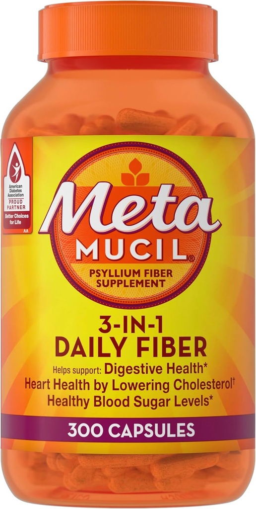 Metamucil, Psyllium Husk Κάψουλες, 300 κάψουλες, 3-σε-1 συμπλήρωμα ινών, καθημερινή Psyllium Κάψουλες Ίνες Husk Βοήθεια Υποστήριξη Digestive Υγεία με την προώθηση της κανονικότητας *, συμπλήρωμα βοήθειας καθημερινή πρόσληψη ινών