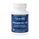BRAINMD Βιταμίνη D3 + K2-60 Κάψουλες - Συνεργική υποστήριξη για υγιή οστά & Γνωστικότητα - Χωρίς γλουτένη - 60 εξυπηρετήσεις