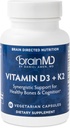 BRAINMD Βιταμίνη D3 + K2-60 Κάψουλες - Συνεργική υποστήριξη για υγιή οστά & Γνωστικότητα - Χωρίς γλουτένη - 60 εξυπηρετήσεις
