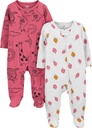Απλές χαρές από τα κοριτσάκια του Carter 2 way Zip Thermal Footed Sleep and Play, Pack of 2
