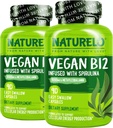 NATURELO Vegan B12 - Μεθύλιο B12 με οργανική σπιρουλίνα - Υψηλή ισχύς Βιταμίνη B12 1000 mcg Methylcobalamin - Υποστηρίζει Υγιεινή διάθεση, ενέργεια, καρδιά & υγεία ματιών - 90 κάψουλες (πακέτο του 2)