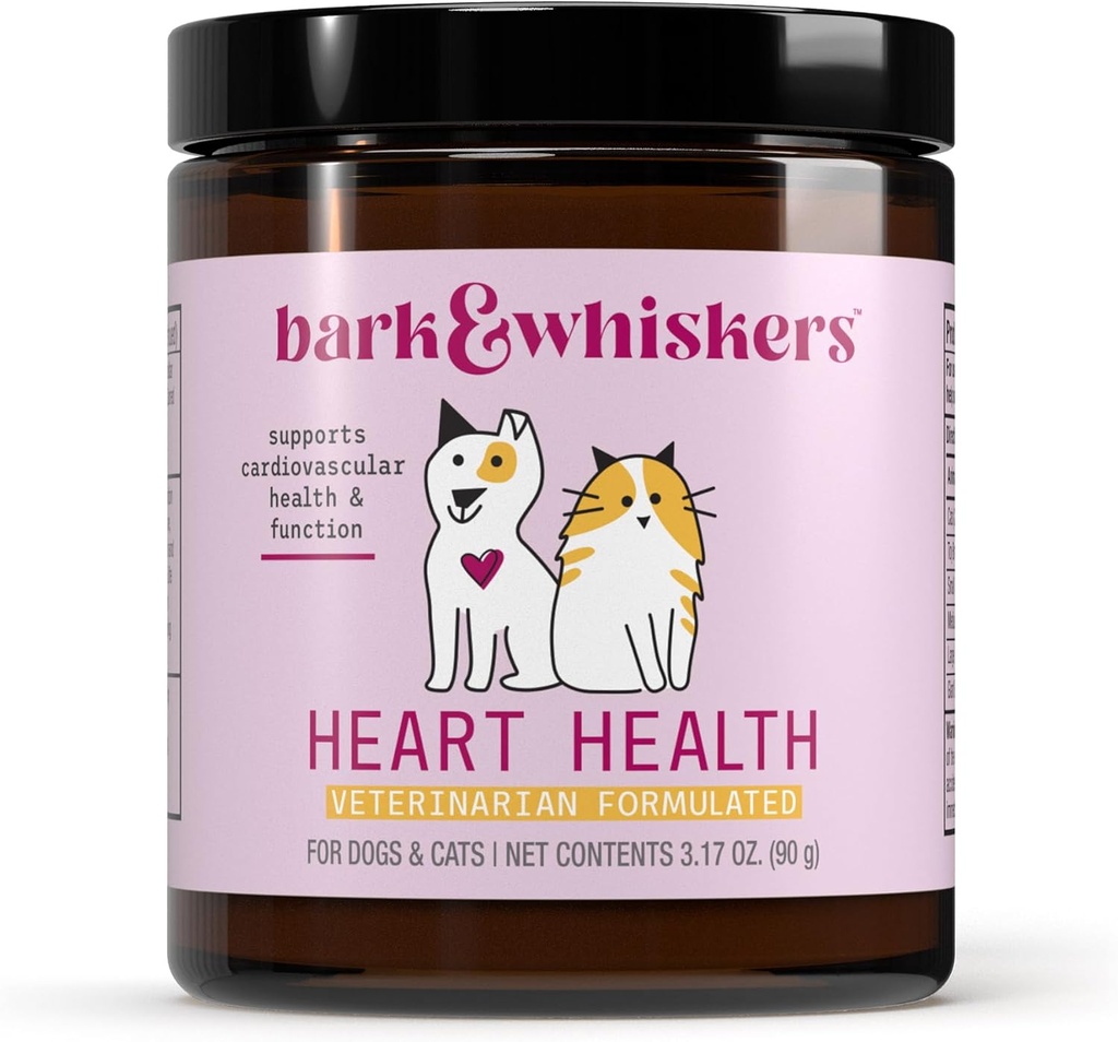Bark & Whiskers Heart Health for Dogs & Cats, 3.17 oz. (90g), 90 Scoops, Cheddar Cheese Flavor, Supports Cardiovascular Health and Function, Veterinarian Formulated, Non-GMO, Dr. Mercola