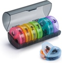 VIGOR PATH 7-Day Pill Organizer με δύο διαμερίσματα ανά ημέρα, Ιδανικό για χάπια / βιταμινών / Fish Oil / Συμπληρωματικά Αποθήκευση, BPA-ελεύθερο και εύκολο να καθαρίσει (Μαύρο - Πολύχρωμο)