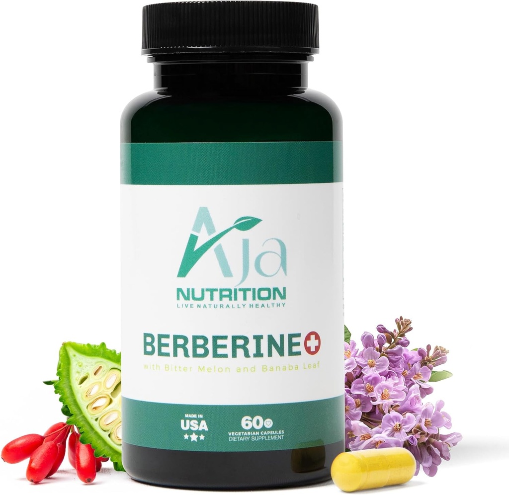 Berberine Plus – Τριπλή Δράση Μεταβολική Υποστήριξη συμπλήρωμα με Berberine HCl 500mg, Πικρό Μελόνι & Banaba Leaf – 1250mg Herbal Actives – Ενέργεια & Digestive Υποστήριξη – 60 Vegan Κάψουλες