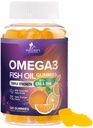 Omega-3 Gummies, Fish Oil Gummies για ενήλικες & παιδιά, Omega-3 Gummy Βιταμίνες, EPA & DHA Fish Oil Συμπληρώματα Gummy Λιπαρά Οξέα, Συμπληρώματα Φύσης για την Κοινή, την Υγεία της Καρδιάς, & Υποστήριξη του εγκεφάλου - 120 Count