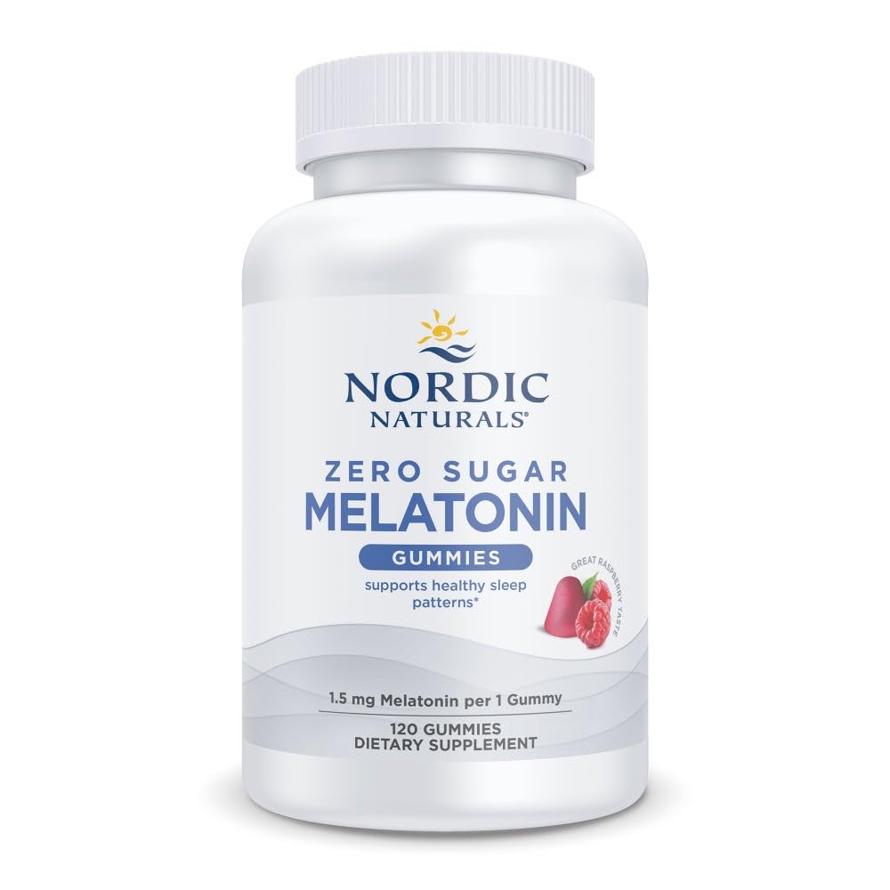 Nordic Naturals Zero Sugar Melatonin Gummies, Raspberry - 120 Gummies - 1,5 mg Melatonin - Μεγάλη Γεύση - Ξεκούραστος ύπνος, Αντιοξειδωτική Υποστήριξη - Μη ΓΤΟ, Vegan - 120 Υπηρεσίες