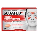 Sudafed PE Sinus Pressure + δισκία ανακούφισης του πόνου, μέγιστη δύναμη, μη- υπνηλία, εξωχρηματιστηριακά θεραπεία ανακούφισης του κόλπου με πόνο Reliever Acetamophen & φαινυλεφρίνη HCl Nasινικό αποσυμφορητικό, 24 ct