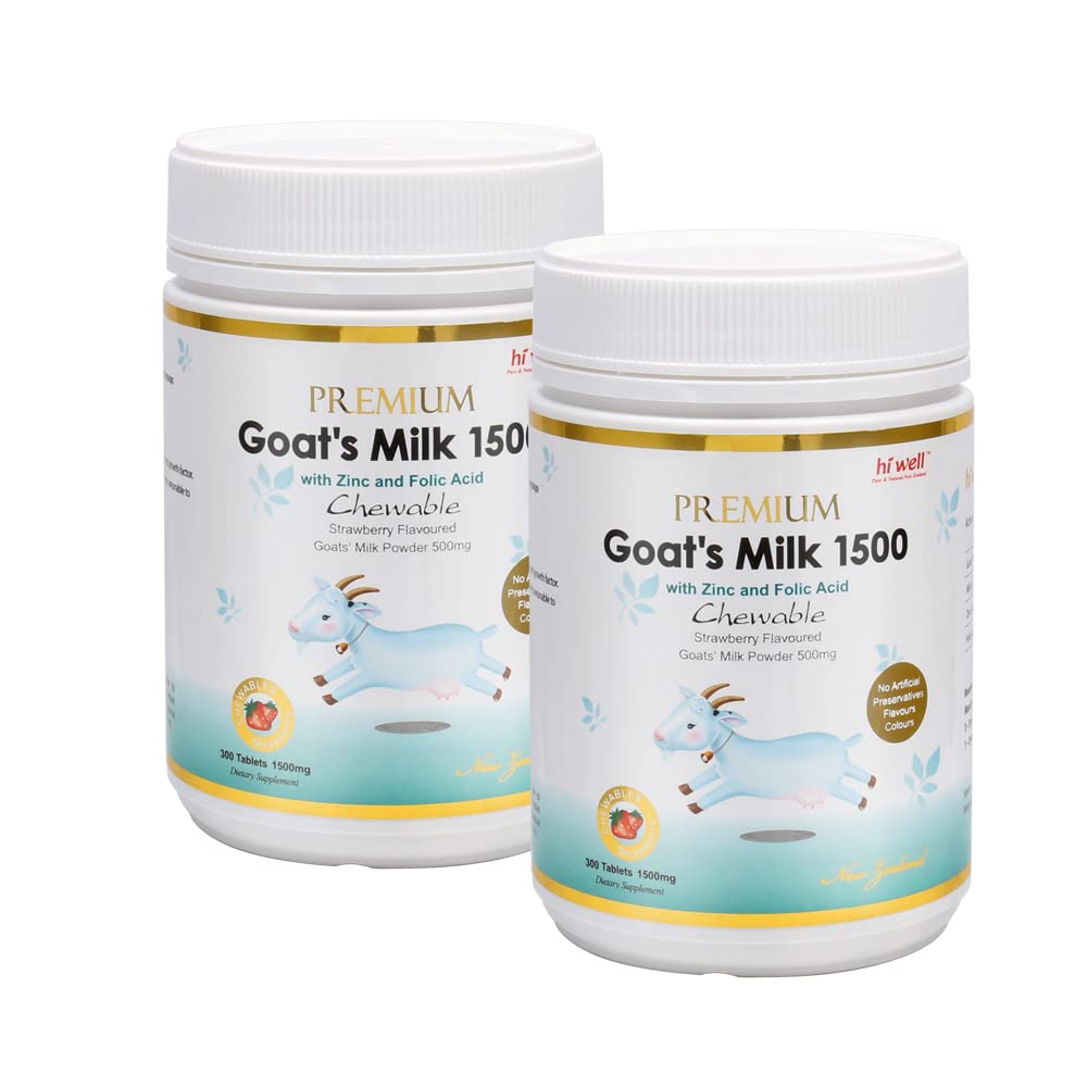 (Συσκευασία 2) Hi Well Premium κατσικίσιο γάλα 1500 300Tablets Φράουλα