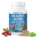 Healthy Mind - Safe for Teens - Brain Fog - Cognitive Function - Concentration - Focus - Neural Optimization - Mood - Ginkgo Biloba - Ginseng - Rhodiola - Bacopa - Gotu Kola - Green Tea - 60 Count