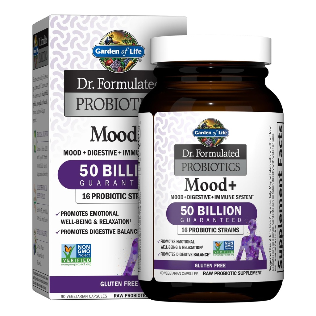 Κήπος της Ζωής Dr. Formulated Probiotics Mood+ - 50 Δισεκατομμύρια CFU - Υποστηρίζει Χαλάρωση & Πειθαρχία Υγεία - 60 κάψουλες χορτοφάγων
