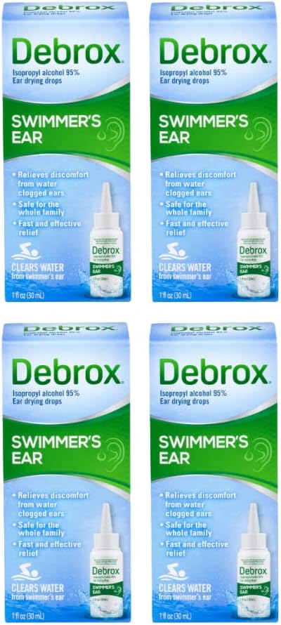 Debrox Swimmer's Ear Drying Drops για Ενήλικες & Παιδιά, 1 Fl oz. (Συσκευασία των 4)