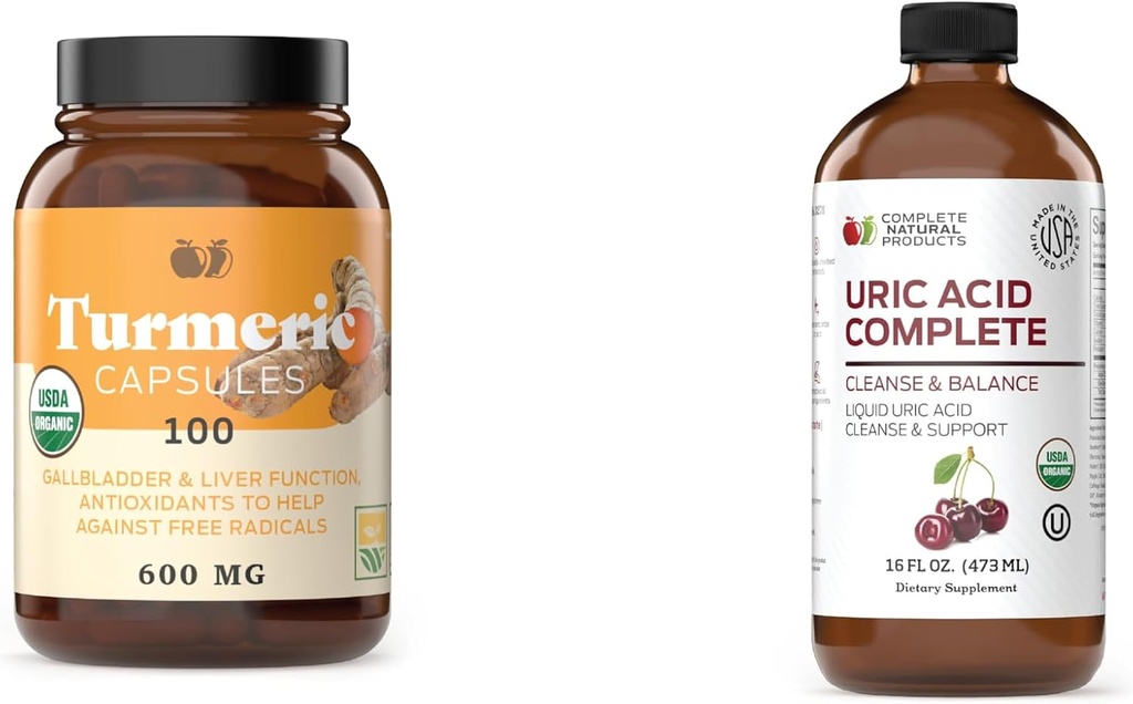 Πλήρης Turmeric 100 Κάψουλες & Uric Acid Complete 16oz Bundle