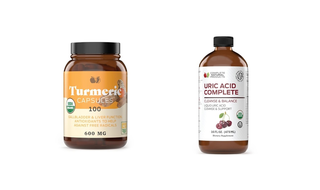 Πλήρης Turmeric 100 Κάψουλες & Uric Acid Complete 16oz Bundle
