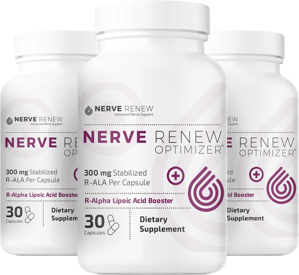 NERVE RENEW Optimizer, 3 Pack (90 Κάψουλες) - 300 mg Σταθεροποιημένο R-Alpha Lipoic Acid ανά Καψάκιο για την υποστήριξη της φυσικής νευρικής διαταραχής - Γρήγορη απορρόφηση - Ασφαλής και όλα φυσικά