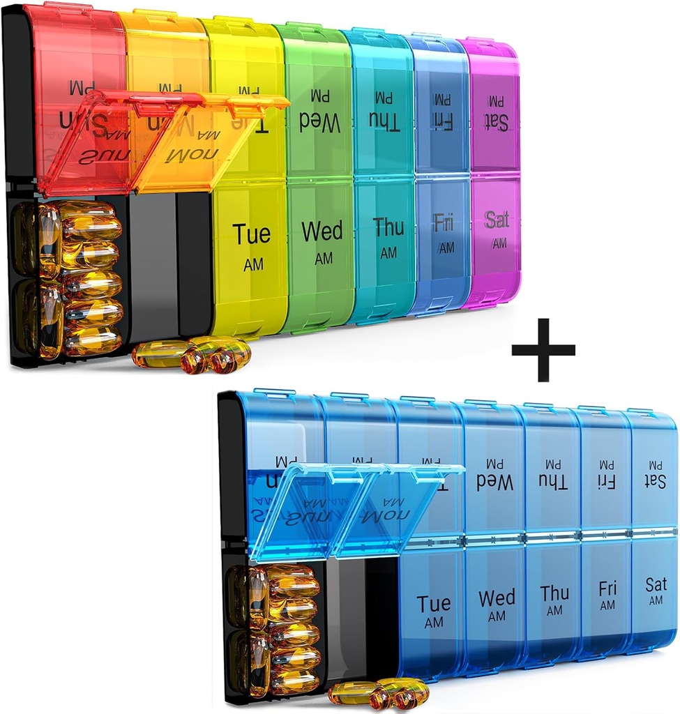 Extra Large Pill Organizer 2 φορές την ημέρα, Weekly XL AM Pill Case, 7 Day Pill Box Δύο φορές την ημέρα