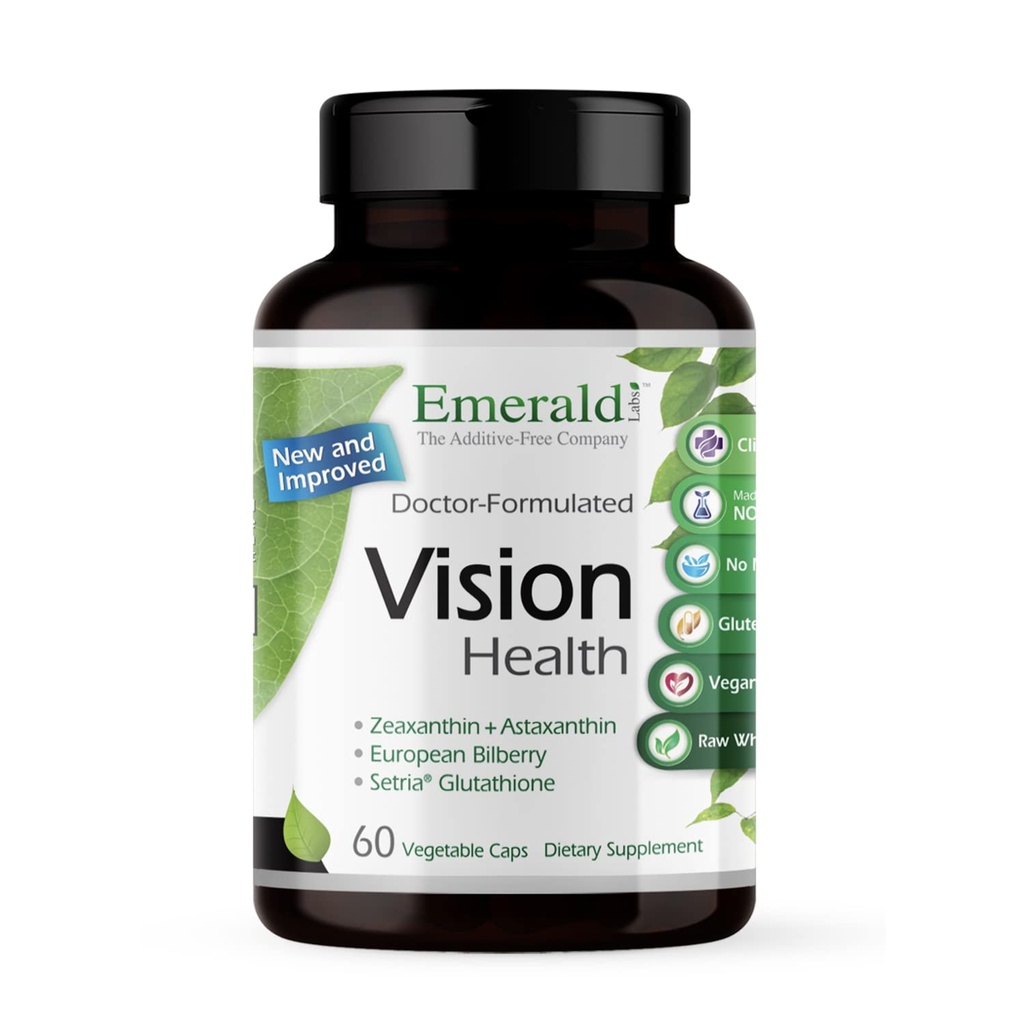 EMERALD LABS Vision Health - Premium Eye Health Supplement with Lutein, Zeaxanthin & Albion Chelated Zinc - Vegan & Gluten-Free - 60 κάψουλες λαχανικών (30-Ημέρα προσφοράς)