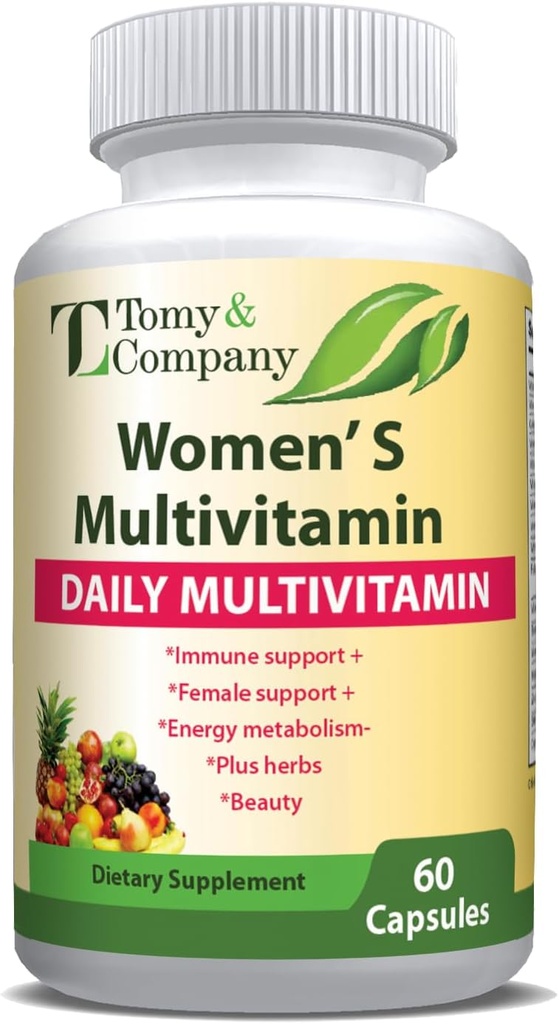 Tomy & Company Gluten-Free Vegetarian Women's Multivitamin with Zinc, B6, B12, Biotin and More - Hair, Skin & Nails, Bone Health, Immune Support, Women's Daily Vitamin Supplements Capsules