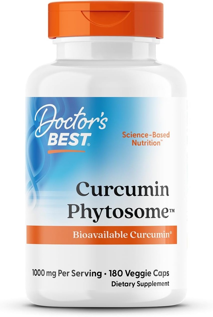 Γιατροί Best Curcumin Phytosome, Bioδιαθέσιμη κουρκουμίνη, μη ΓΤΟ, Χωρίς γλουτένη, Χωρίς σόγια, Vegan, 1000mg, 180 Veggie Caps
