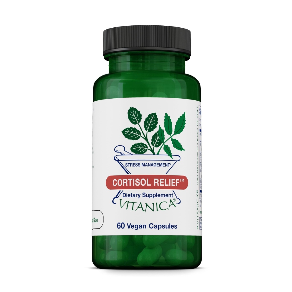 Vitanica Cortisol Relief, Dr. Formulated Sleep, Stress, Cortisol Manager Supplement, Vegan, 60 Capsules