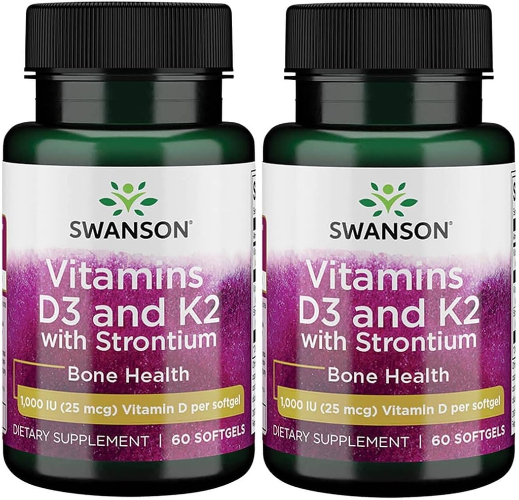 Συγκρότημα Swanson Strontium με Βιταμίνες D-3 & K-2 60 Sgels (2 Pack)